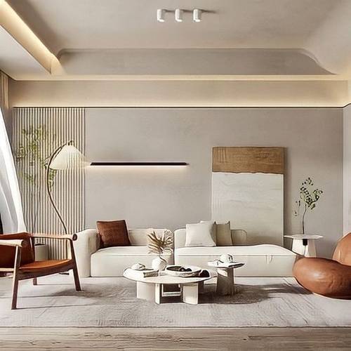 كنبة زاوية خشب مخمل بيج - Beige Velvet Wood Sectional Sofa