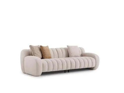كنبة مودرن بوكلية بخطوط طولية – Modern Velvet Linear Sofa