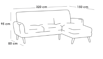 كنبة زاوية - خشب سويدي - رمادي - Corner Sofa - Swedish Wood - Grey
