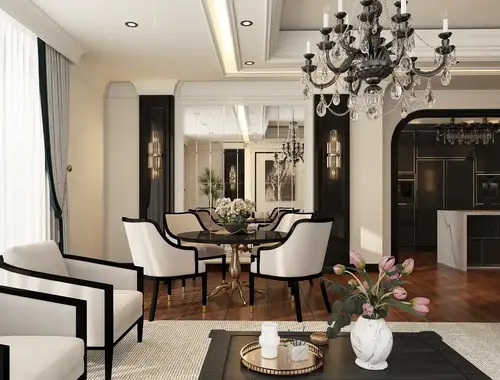 طقم جلوس فاخر 5 قطع بتصميم مودرن كلاسيكي - بيج وأسود - راحة وأناقة للمنزل والمشاريع