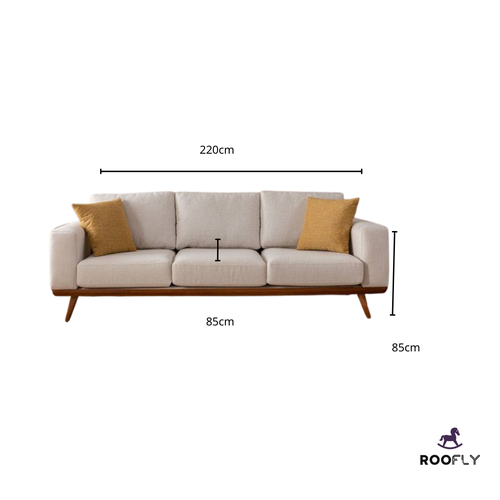 🛋️ كنبة ثنائي سكري من خشب سويدي - إضافة راقية لمنزلكِ - Cream Two-Seater Sofa Made of Swedish Wood

