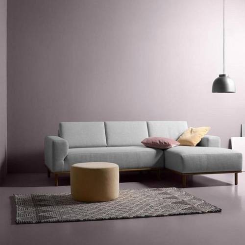 كنبة زاوية خشب سويدي و خيش - رمادي - Swedish Wood and Burlap Corner Sofa - Gray