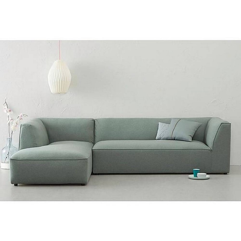 كنبة زاوية حرف L - أخضر فاتح - L-Shaped Sectional Sofa - Light Green

