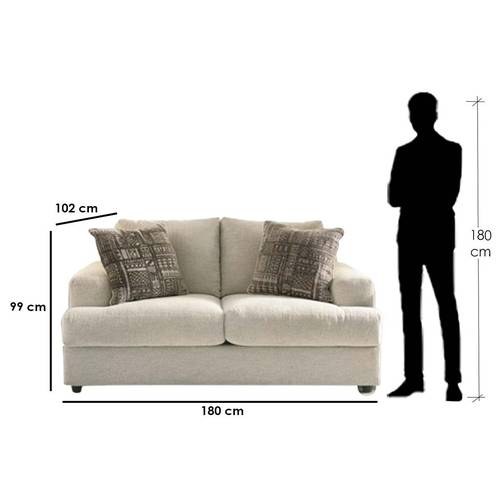 كنبة مقعدين خشب سويدي- بيج - Swedish Wood Two-Seater Sofa - Beige