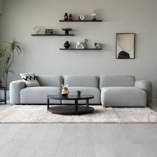 كنب زاوية حرف L ماستر - رمادي فاتح - Master L-Shape Corner Sofa - Light Grey
