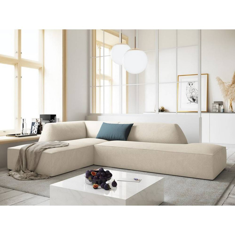 كنبة زاوية كتان بيج - Beige Linen Corner Sofa
