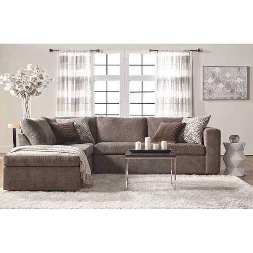 كنبة زاوية فاخرة بتنجيد كتان بني - التصميم الأمثل للراحة والأناقة 🛋️ - Brown Linen Upholstered Luxury Sectional Sofa - Optimal Design for Comfort and Style 🛋️
