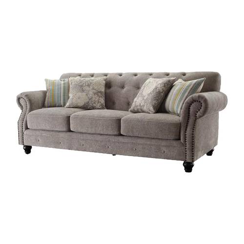 كنبة ثلاث مقاعد بوليستر - رمادي - Polyester Three-Seater Sofa - Grey
