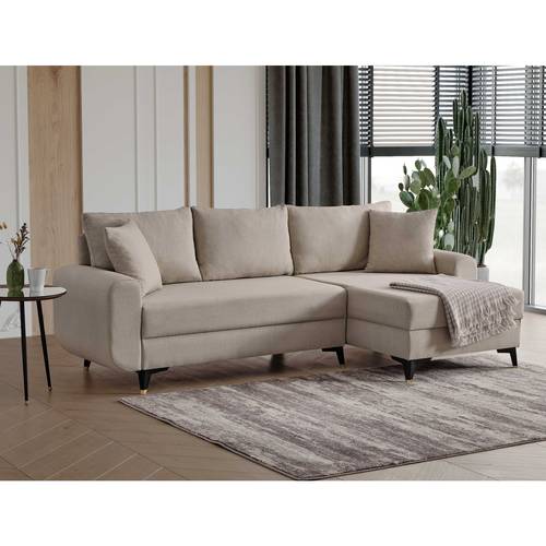 كنب زاوية بيج مخمل فاخر 🛋️