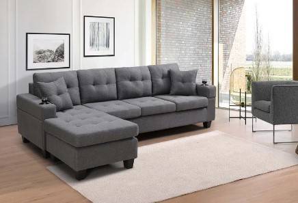 كنب كتان متعدد الألوان مع خشب سويدي - Multicolored Linen Sofa with Swedish Wood