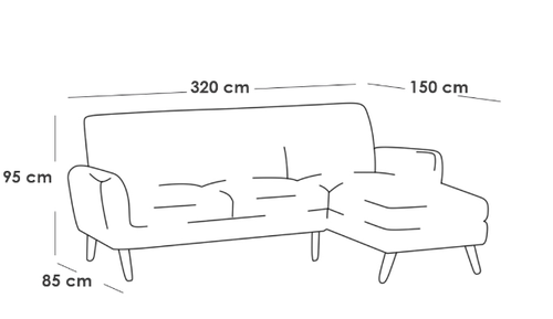 كنبة زاوية - خشب سويدي - أزرق - Blue Swedish Wood Corner Sofa