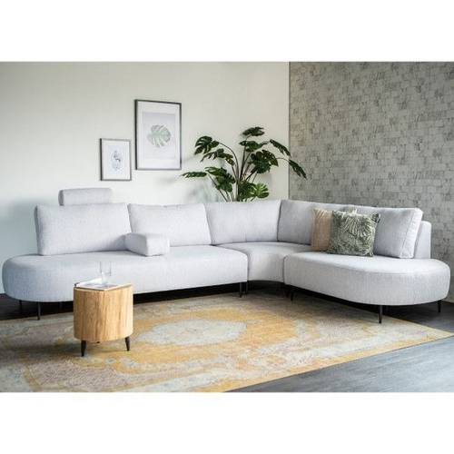 كنبة زاوية خشب سويدي و كتان - رمادي, Swedish wood and linen corner sofa - gray