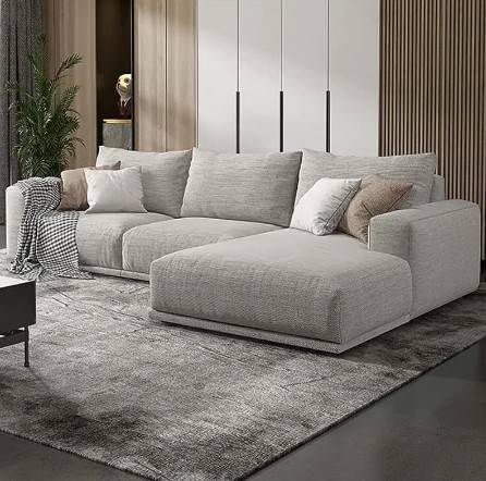 كنبة زاوية كتان سويدي - رمادي - Swedish Linen Corner Sofa - Grey
