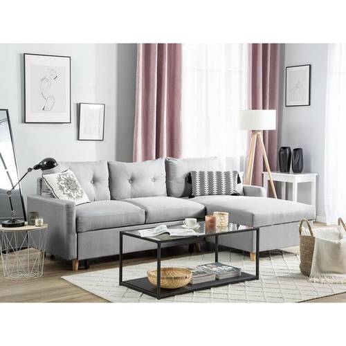 كنبة زاوية - كتان - رمادي - Corner Sofa - Linen - Grey
