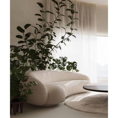 كنبة ثلاث مقاعد سويدي وبوكليه - بيج, Three-Seater Swedish and Boucle Sofa - Beige
