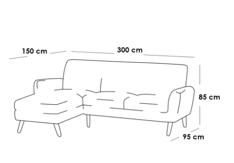 كنبة زاوية - مخمل - رمادي - Corner Sofa - Velvet - Grey
