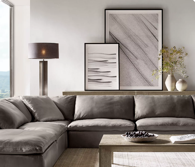 كنبة ركنية رمادية فاخرة بتصميم عصري - مثالية للاسترخاء 🛋️ - Modern Gray Luxury Sectional Sofa - Perfect for Relaxation 🛋️
