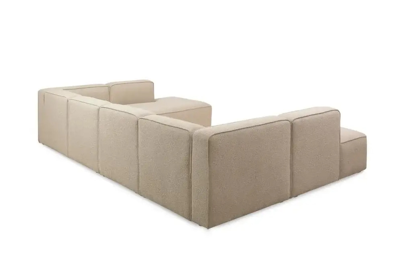 كنبة زاوية شكل حرف U - بيج - U-shaped Sectional Sofa - Beige
