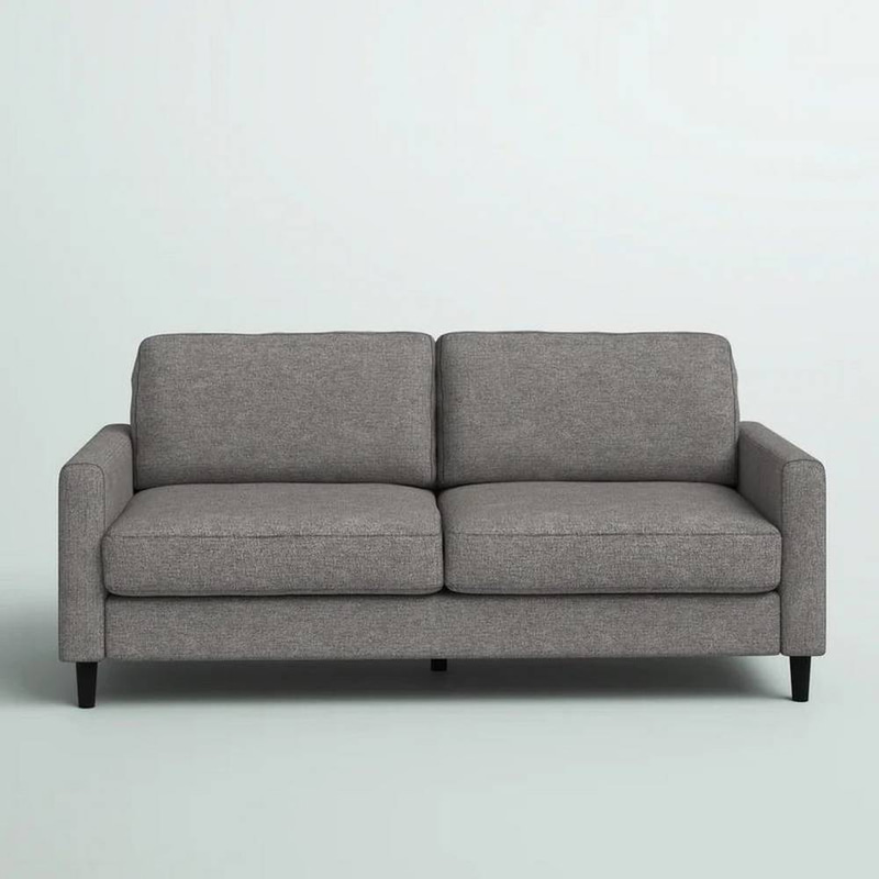 Linen and Swedish Wood Two-Seat Sofa - Grey - كنبة مقعدين كتان وخشب سويدي - رمادي
