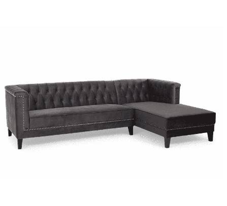 كنب مخمل رمادي مع خشب سويدي - Gray Velvet Sofa with Swedish Wood
