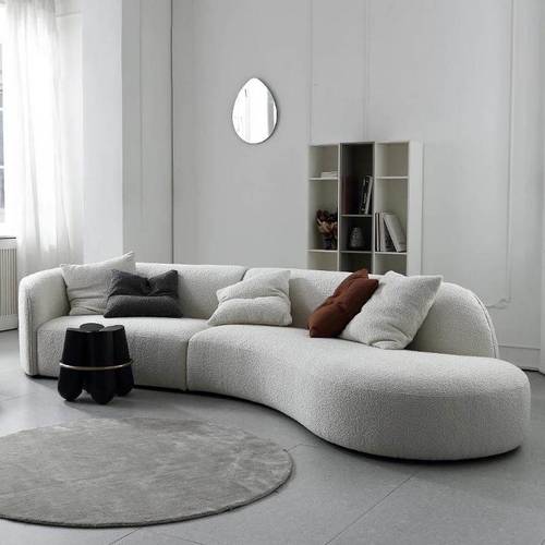 كنبة ثلاث مقاعد بوكليه رمادي - Gray Boucle Three-Seater Sofa
