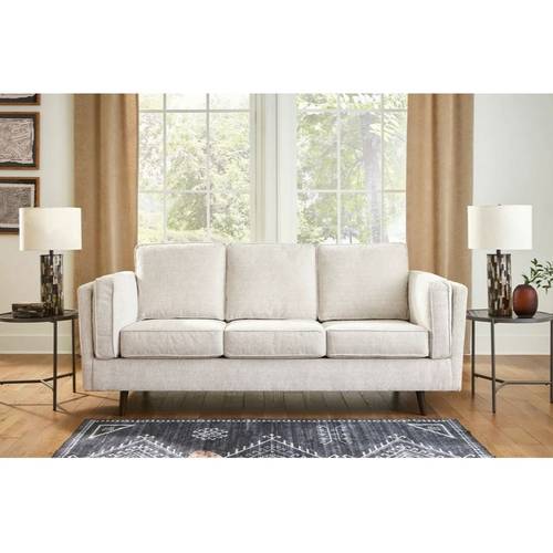 كنبة ثلاثة مقاعد خشب سويدي وقماش مخمل - اوف وايت - Three-Seat Sofa, Swedish Wood and Velvet Fabric - Off White
