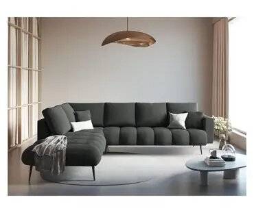 كنبة زاوية حرف - L- أسود - L-Shaped Corner Sofa - Black
