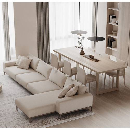 كنبة زاوية حرف L - بيج، L-Shape Sectional Sofa - Beige
