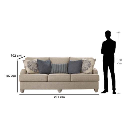 Three-Seat Fabric Sofa - Beige - كنبة ثلاث مقاعد قماش - بيج
