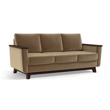 كنبة مقعدين خشب سويدي ومخمل - بني - Two-Seater Sofa Swedish Wood and Velvet - Brown