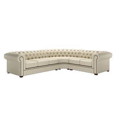 كنبة زاوية خشب سويدي و كتان - بيج - Swedish Wood and Linen Corner Sofa - Beige
