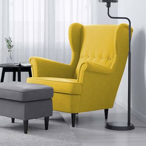  Wingback Linen Upholstered Armchair - Yellow