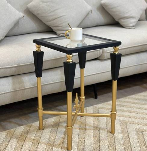 Luxury Black Gold Coffee Table Set - 3 Pieces - طاولة قهوة ذهبية سوداء فاخرة - 3 قطع