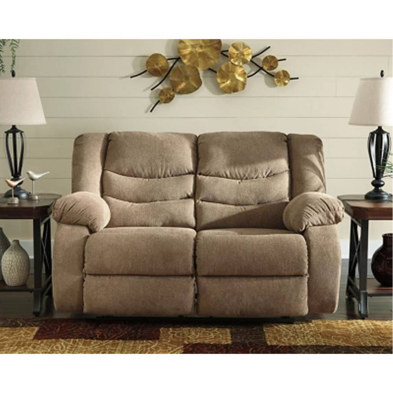 كنبة مقعدين خشب سويدي- بيج غامق - Dark Beige Swedish Wood Loveseat Sofa