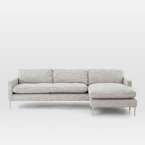 كنبة زاوية خشب سويدي و كتان - رمادي - Swedish wood and linen corner sofa - Grey