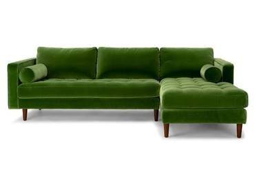 كنب زاوية خشب سويدي و مخمل- أخضر - Swedish wood and velvet corner sofa - green