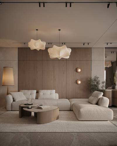 كنب مودرن فاتح   Modern Beige L-Shaped Sofa