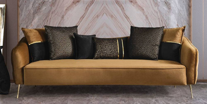Golden Velvet Sofa - كنبة مخملية ذهبية
