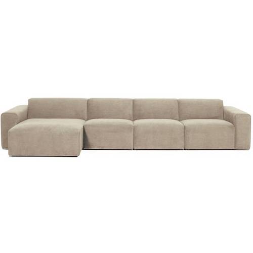 كنبة زاوية كتان و سويدي - بيج - Linen and Swedish Corner Sofa - Beige
