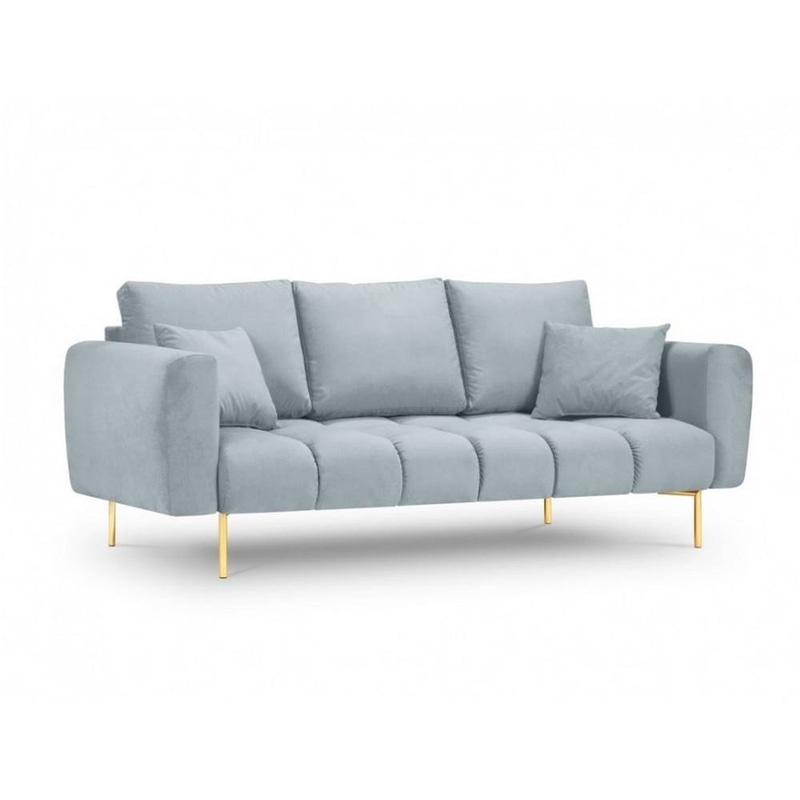 Three-Seater Linen and Swedish Wood Sofa - Grey - كنبة ثلاث مقاعد كتان وخشب سويدي - رمادي
