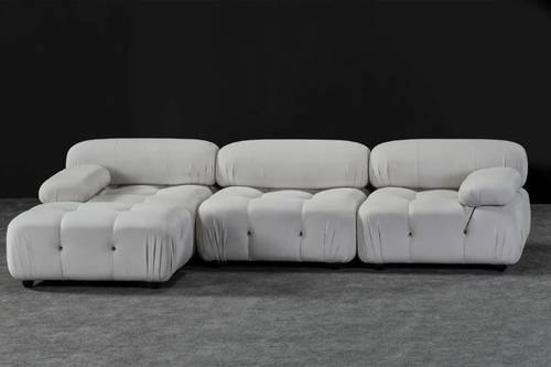 Modern L-Shape White Sectional Sofa - طقم كنب زاوية عصري أبيض
