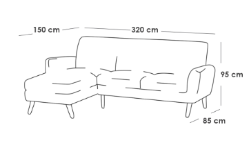 كنبة زاوية - خشب سويدي - رمادي - Corner Sofa - Swedish Wood - Grey
