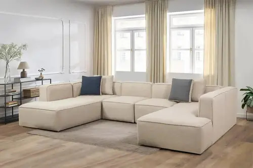 كنبة زاوية شكل حرف U - بيج - U-shaped Sectional Sofa - Beige
