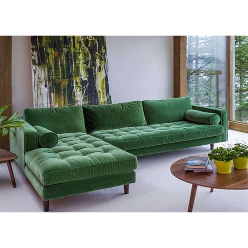 كنبة زاوية حرف - L- أخضر - L-Shaped Sectional Sofa - Green
