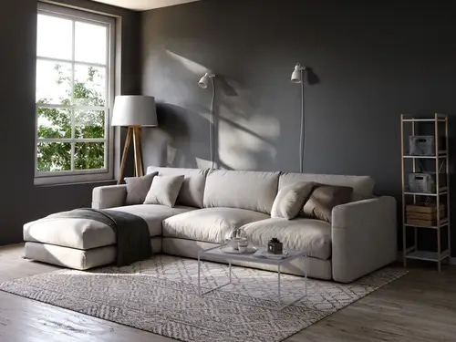 Beige Velvet Sofa - Luxury Home Furniture - كنبة بيج مخملية - أثاث فاخر للمنزل