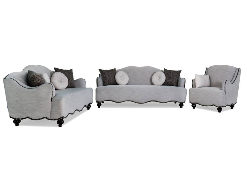 طقم كنب رومو - رمادي فاتح واسود - Romo Sofa Set - Light Grey and Black
