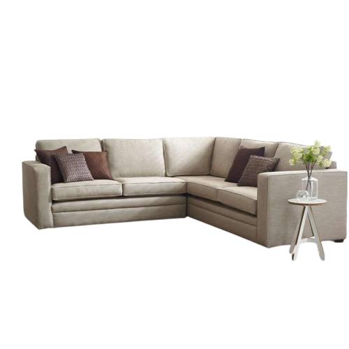 كنبة زاوية خشب سويدي و كتان - بني, Swedish wood and linen corner sofa - brown
