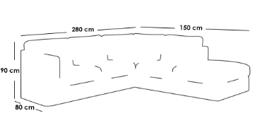 كنبة زاوية حرف L - رمادي, L-Shaped Corner Sofa - Grey