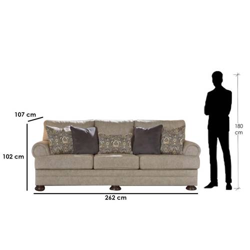 كنبة ثلاث مقاعد قماش - بيج - Beige Fabric Three-Seat Sofa
