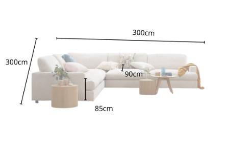 كنبة كتان بيج مع خشب سويدي - Beige Linen Sofa with Swedish Wood

